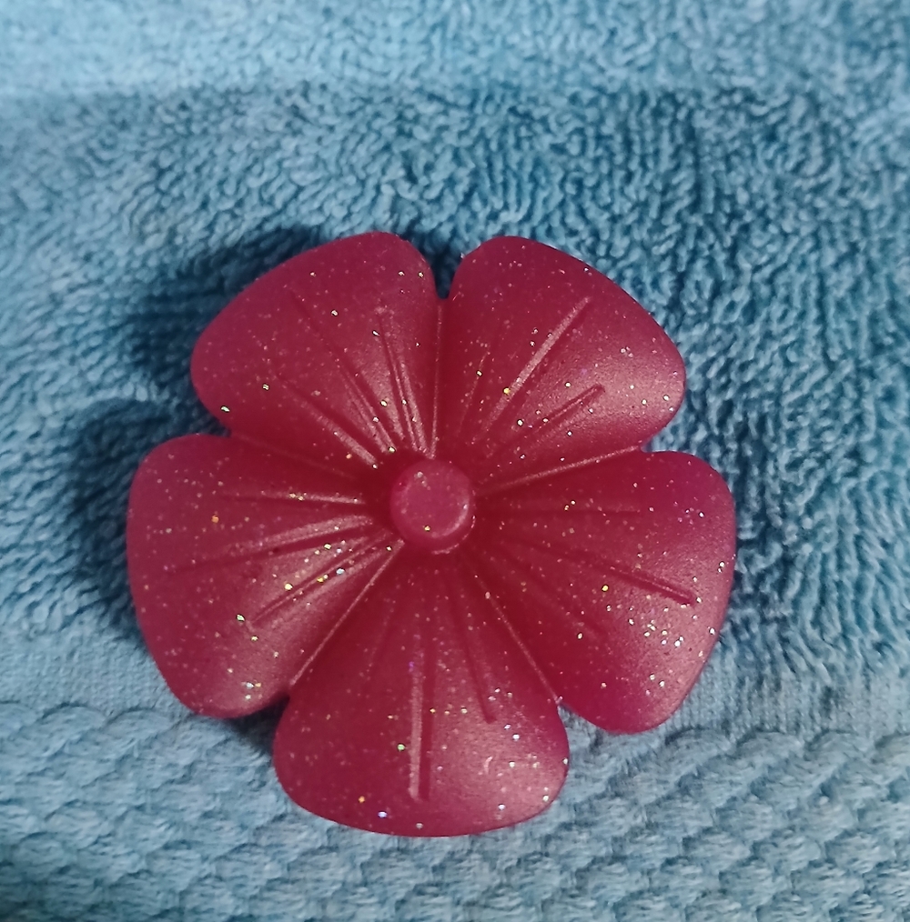 Red Glitter Flower Paperweight